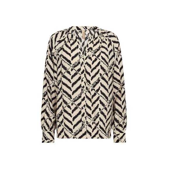 NWT SOYA CONCEPT Inarose Black & Cream Print Button Down Blouse - Picture 5 of 8